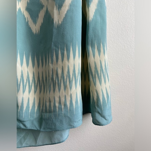 Anthropologie Silk Mini Dress 1960’s Twisted Straps blue beige - Picture 5 of 11